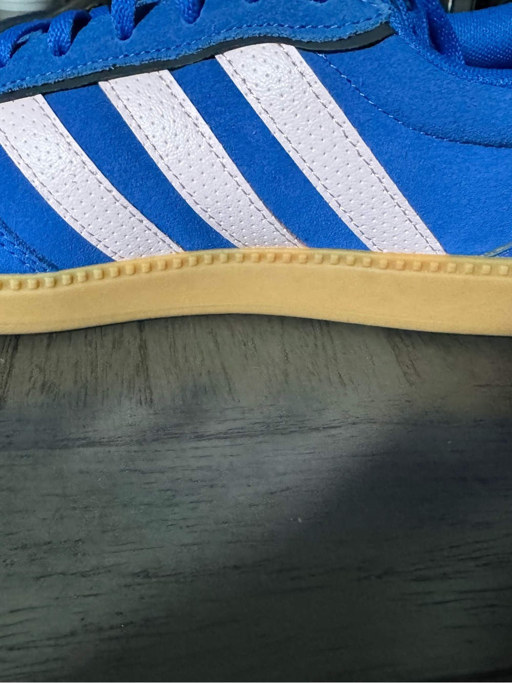 adidas Women's Sneakers Blue with Pink Stripes and Gum Sole - Picture 7 of 7